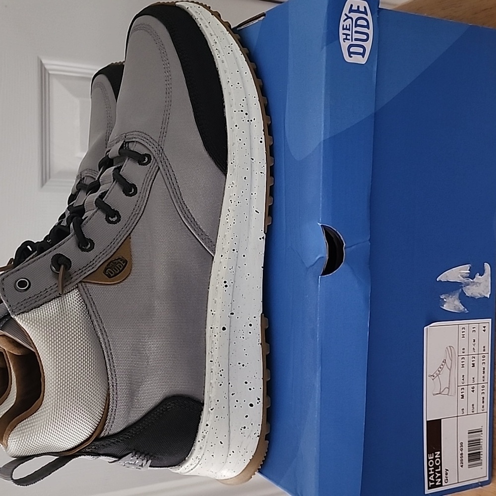 HEY DUDE Men's Gray and Black Hightops